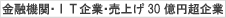 金融機関・ＩＴ企業・売上げ30億円超企業